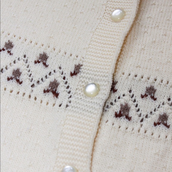 EUC Vintage Cream Wool Fair Isle Button-Up Cardigan - Picture 9 of 12